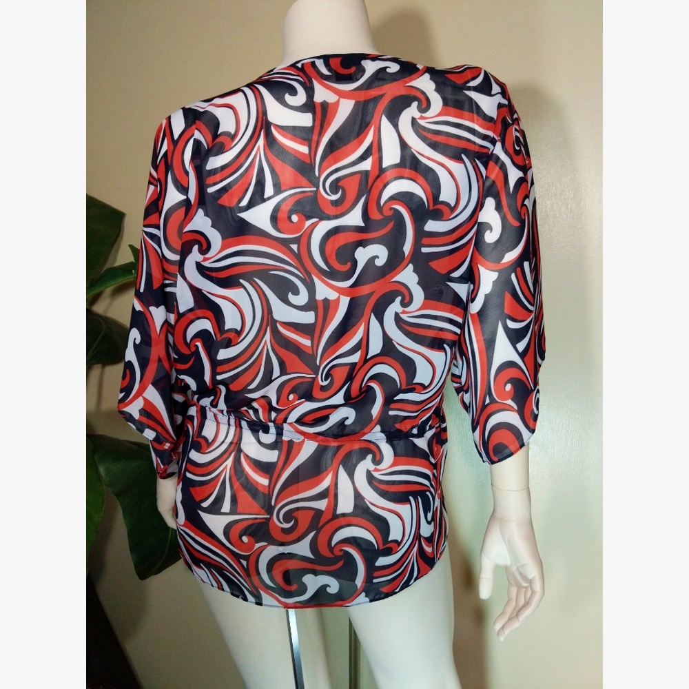 Dressy Semi-Sheer Tunic Drawstring Waist 3X Chaps - Picture 4 of 5